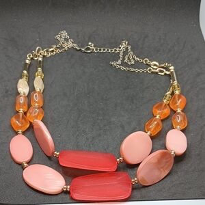 Pink and Orange Beaded Necklace